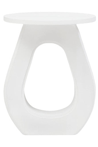 Walsa Whitewash Mango Wood Side Table with Cutout Detail