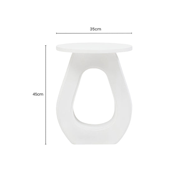 Walsa Whitewash Mango Wood Side Table with Cutout Detail