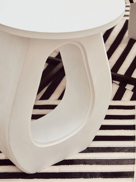 Walsa Whitewash Mango Wood Side Table with Cutout Detail