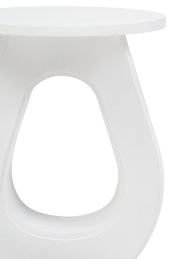 Walsa Whitewash Mango Wood Side Table with Cutout Detail