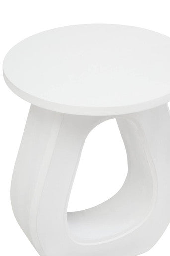 Walsa Whitewash Mango Wood Side Table with Cutout Detail