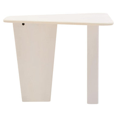 Whitewash Finish Mango Wood Pedestal Coffee Table with Ridged Base | Walsa