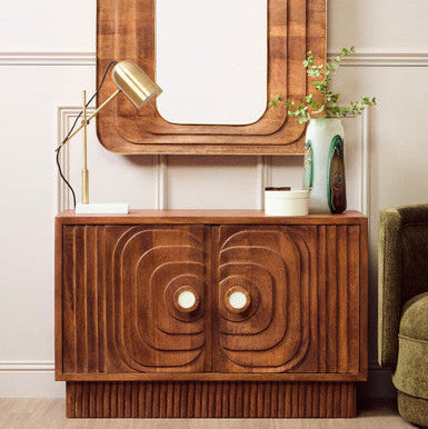 Sangar Two Door Mango Wood Carved Sideboard