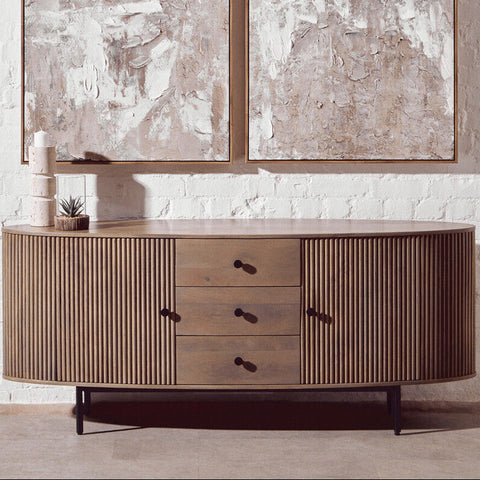 Torello Two Door Three Drawer Grey Mango Wood Sideboard
