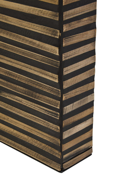 Natural Bamboo Inlay Curved Console Table with Sculptural Striped Design, Bambusa