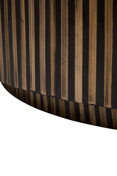 Natural Round Bamboo Inlay Coffee Table with Textured Sunburst Top | Bambusa