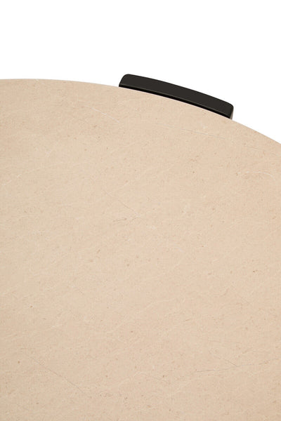Palermo Cream Marble and Black Acacia Wood Large Round Coffee Table