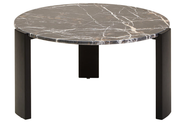 Palermo Black Marble and Acacia Wood Large Round Coffee Table