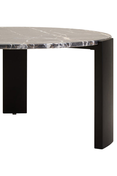 Palermo Black Marble and Acacia Wood Large Round Coffee Table