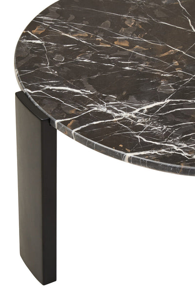 Palermo Black Marble and Acacia Wood Large Round Coffee Table