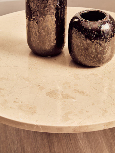 Palermo Round Cream Marble Top Small Coffee Table