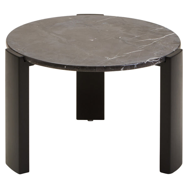 Palermo Black Marble and Acacia Wood Small Round Coffee Table