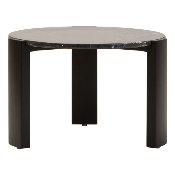 Palermo Black Marble and Acacia Wood Small Round Coffee Table