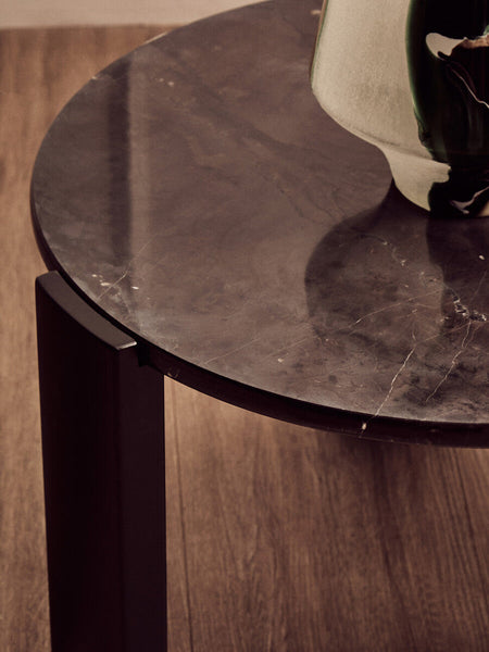 Palermo Black Marble and Acacia Wood Small Round Coffee Table