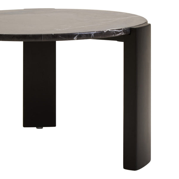 Palermo Black Marble and Acacia Wood Small Round Coffee Table