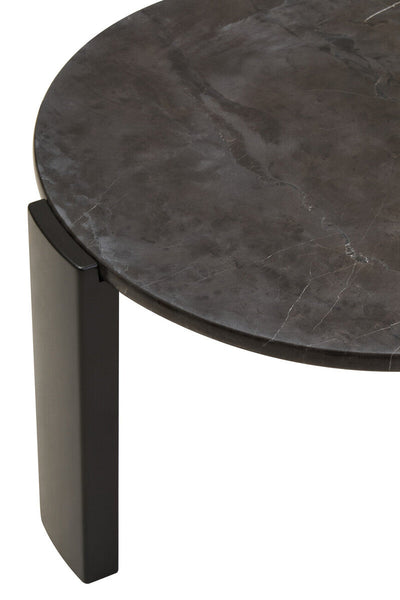 Palermo Black Marble and Acacia Wood Small Round Coffee Table