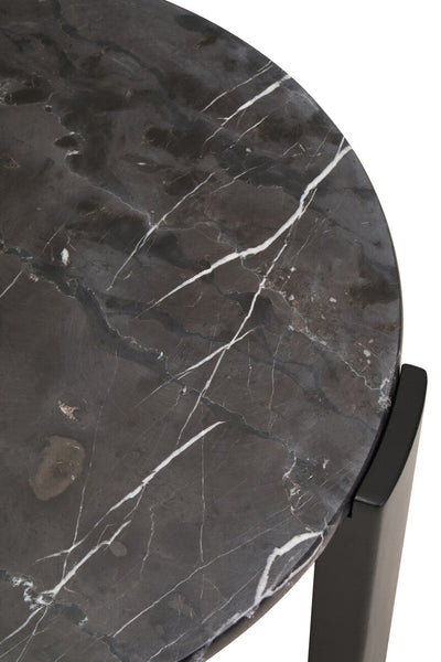 Palermo Black Marble and Acacia Wood Small Round Coffee Table