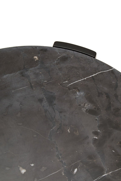 Palermo Black Marble and Acacia Wood Small Round Coffee Table