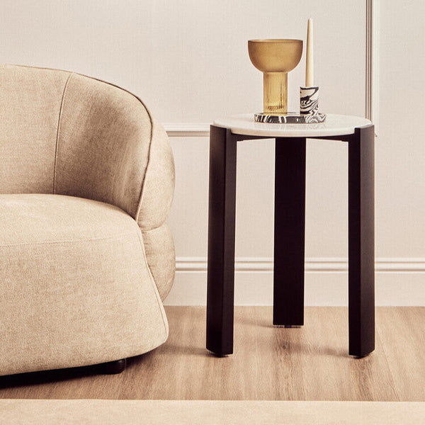 Palermo White Marble Top Round Side Table
