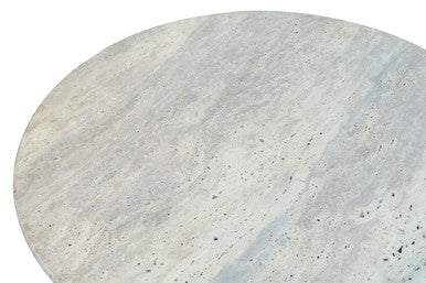 Walton Cream Travertine and Black Acacia Wood Coffee Table