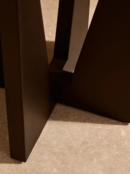 Winton Cream Travertine and Black Finish Acacia Wood Side Table