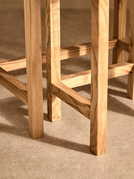 Womad White Marble and Natural Wood Set of 2 Nesting Side Tables