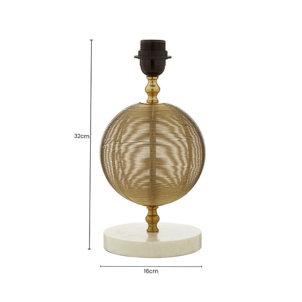 Round Marble Gold Finish Table Lamp Base | Melora