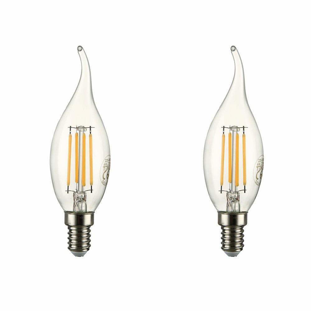 LED Dimmable Filament C35 Candle Bulb E14 Small Edison Screw 4W Warm White 2700K
