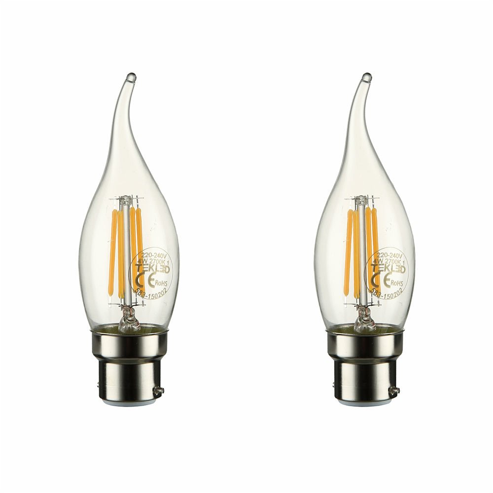 LED Dimmable Filament C35 Candle Bulb B22 Bayonet Cap 4W Warm White 2700K