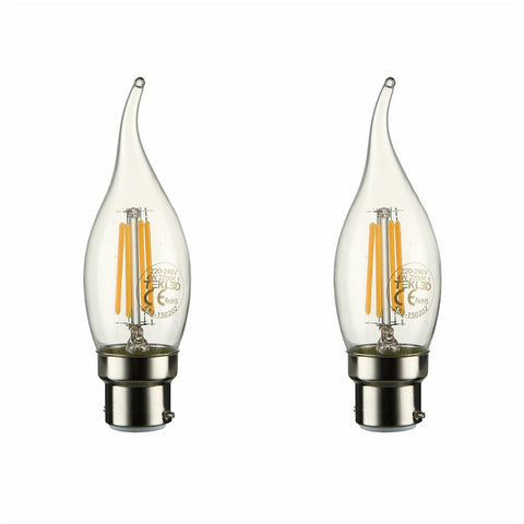LED Dimmable Filament C35 Candle Bulb B22 Bayonet Cap 4W Warm White 2700K