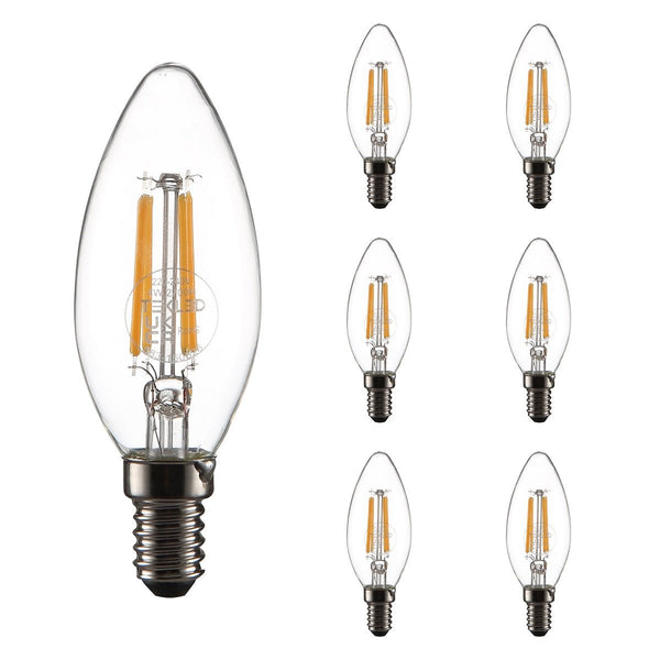 LED Dimmable Filament C35 Candle Bulb E14 Small Edison Screw 4W Warm White 2700K