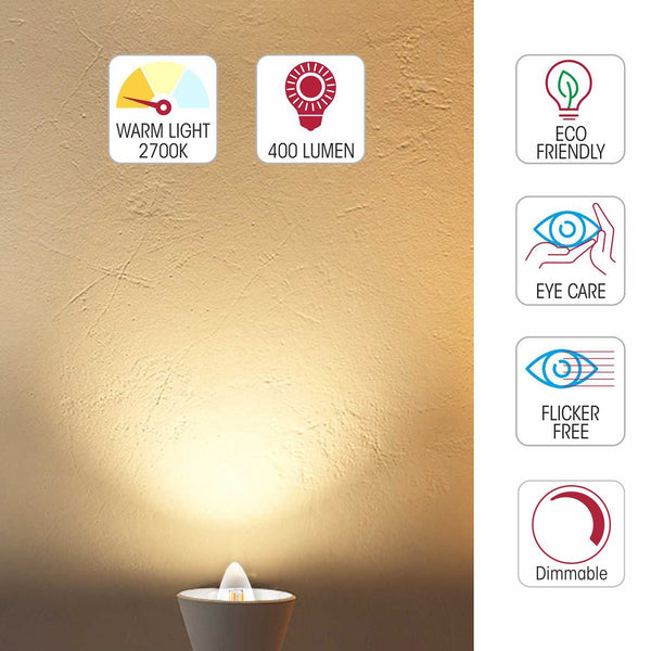 LED Dimmable Filament C35 Candle Bulb B22 Bayonet Cap 4W Warm White 2700K