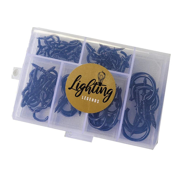 75 Pack Strong Black Screw Garden Hooks - Ideal for String Lights lighting outdoor lights Lighting Legends branded.