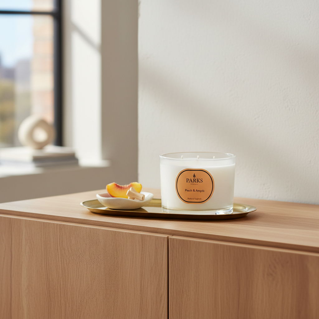 VINTAGE AROMATHERAPY PEACH & AMYRIS 350G CANDLE