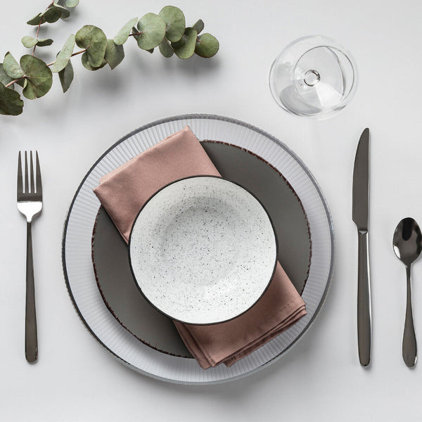 Set of Four Ida 33cm Dia Embossed White Glass Charger Plates
