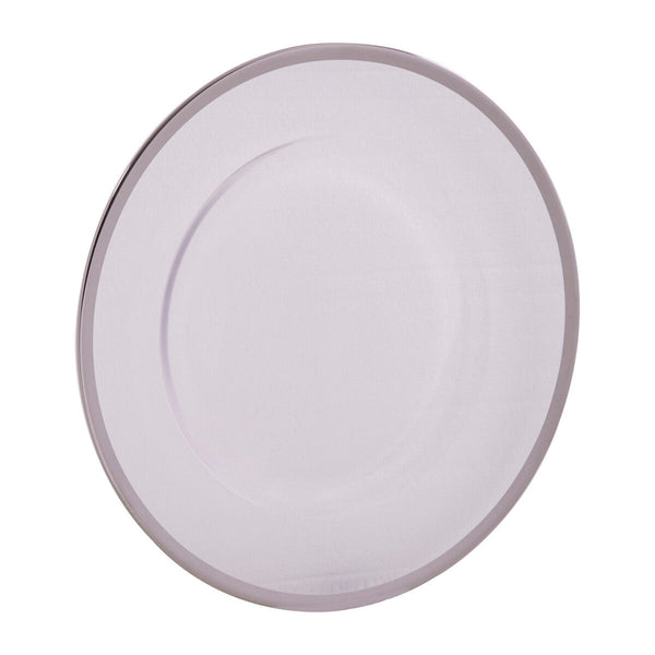Ida Set of Four 33cm Dia Plain Charger Plates with Silver Rims