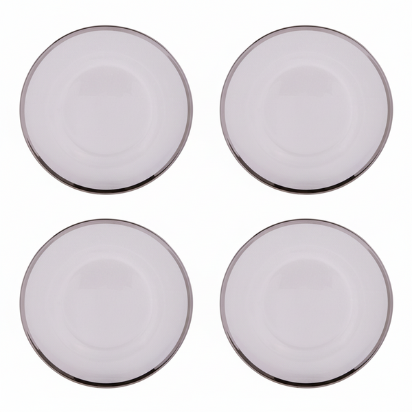 Ida Set of Four 33cm Dia Plain Charger Plates with Silver Rims