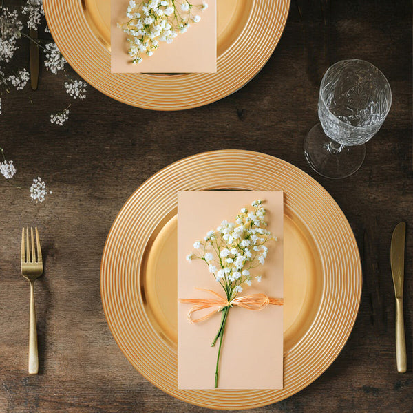 Dia Gold Charger Plate With Ribbed Rim