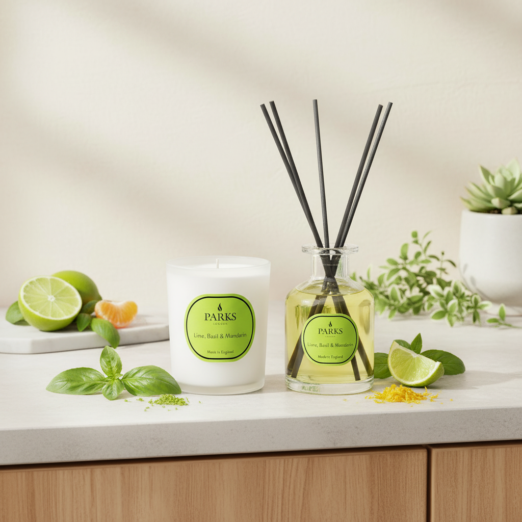 LIME, BASIL & MANDARIN 180G CANDLE & 100ML DIFFUSER SET