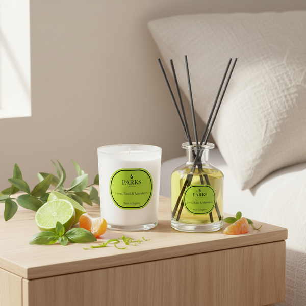 LIME, BASIL & MANDARIN 180G CANDLE & 100ML DIFFUSER SET