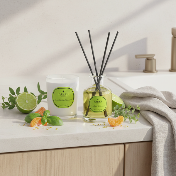 LIME, BASIL & MANDARIN 180G CANDLE & 100ML DIFFUSER SET