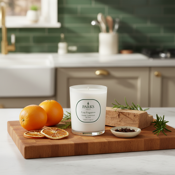 FINE FRAGRANCE 180G CANDLE ORANGE, CEDAR & CLOVE
