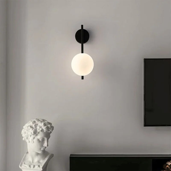 Black Globe Wall Lamp - Modern Minimalist Glass Shade Light