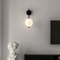 Black Globe Wall Lamp - Modern Minimalist Glass Shade Light