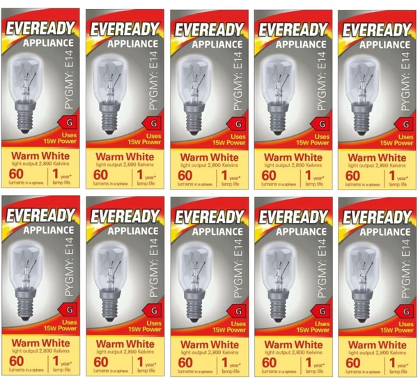 10 x Eveready 15W SES/E14 (Small Edison Screw Cap) Himalayan Salt lamp Bulb - Warm White incandescent lamps