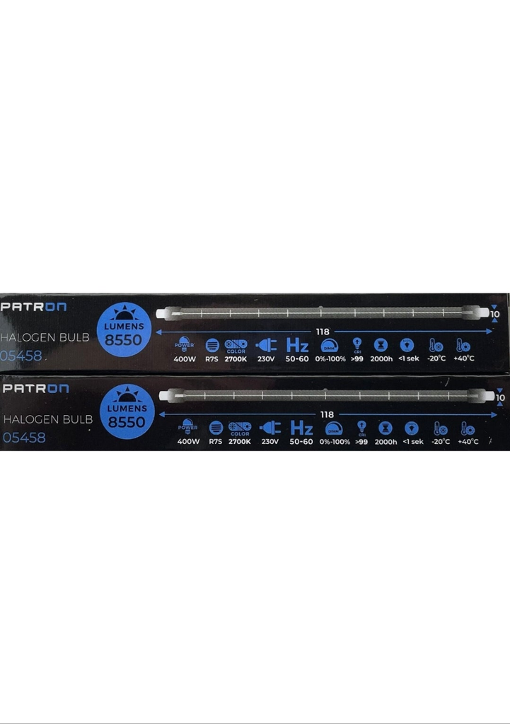 4 x 400 Watt PATRON Linear halogen lamp with 118mm length 400W 8550lm