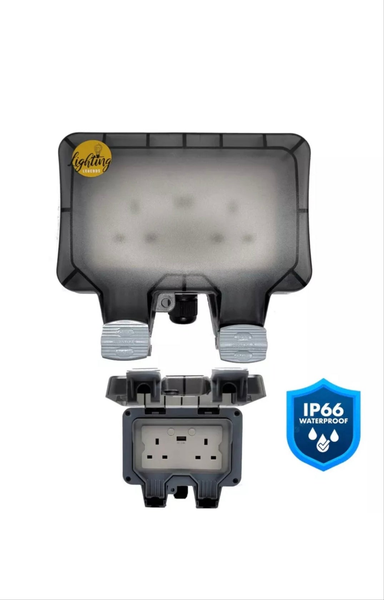 Smart WiFi Waterproof IP66 Outdoor Double UK Plug Socket USB Google Alexa Amazon