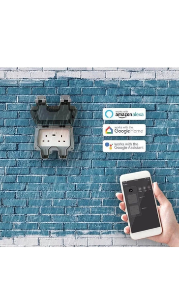 Smart WiFi Waterproof IP66 Outdoor Double UK Plug Socket USB Google Alexa Amazon