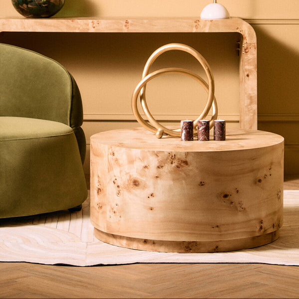 Mota Burl Wood Design Round Coffee Table