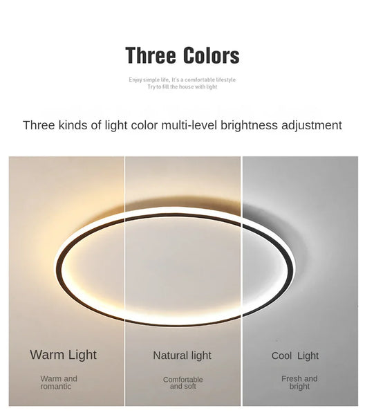 LED Ring Flush Mount Chandelier - Dimmable Ceiling Light Black/White